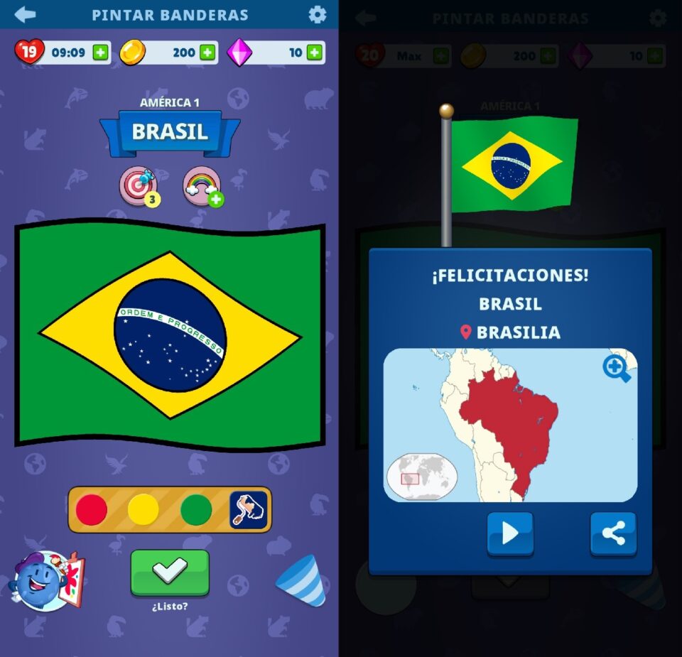 Juego "Pintar banderas"