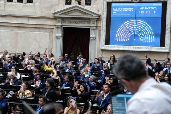 Diputados aprobó la reforma laboral con 135 votos y 115 rechazos Fotografía: Agencia Noticias Argentinas / Claudio Fanchi