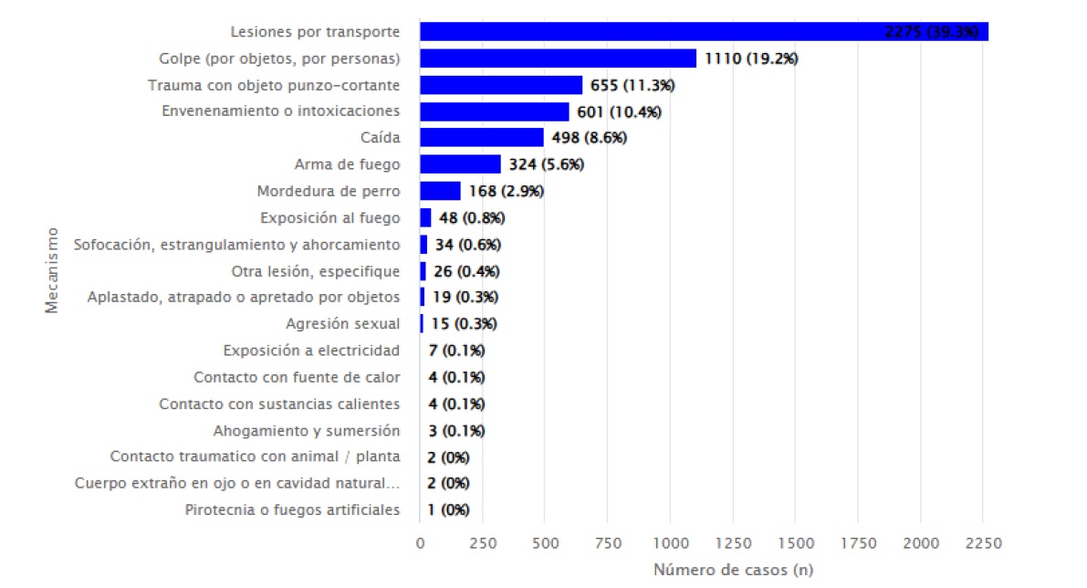 Ingresos por lesiones según mecanismo de la lesión.